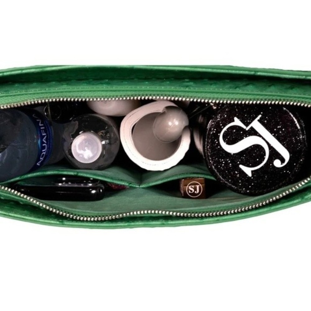 Sassy Jones Neo Green Embossed Leather Laptop Case Oversized Envelope Clutch NEW - Picture 5 of 9